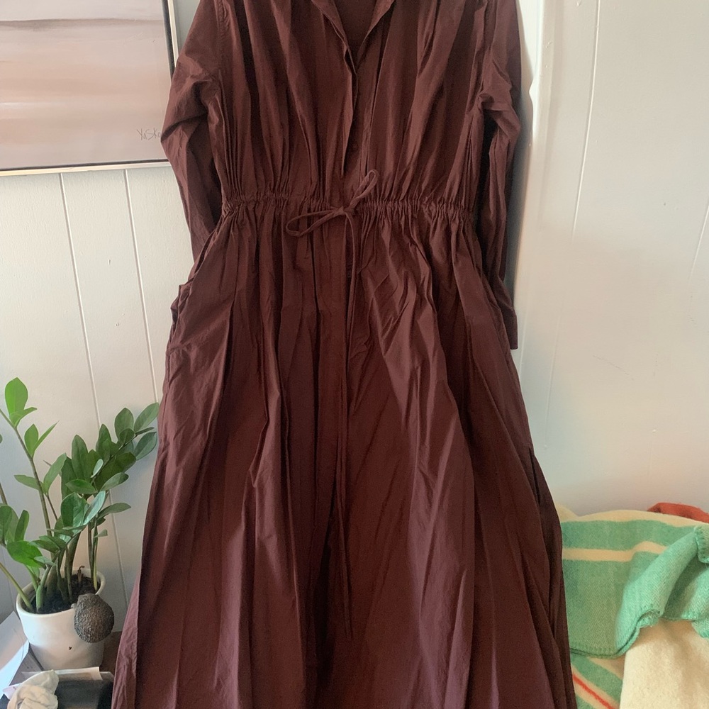 Matteau Gathered Organic Cotton-Poplin Maxi Shirt Dress - Picture 2 of 9